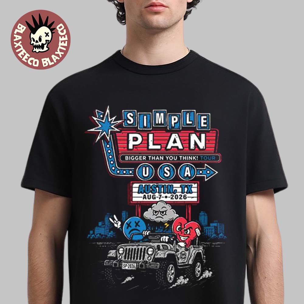 Simple Plan Austin Texas 2026 Exclusive Tee At Moody Amphitheater On August 7 2026 T-Shirt