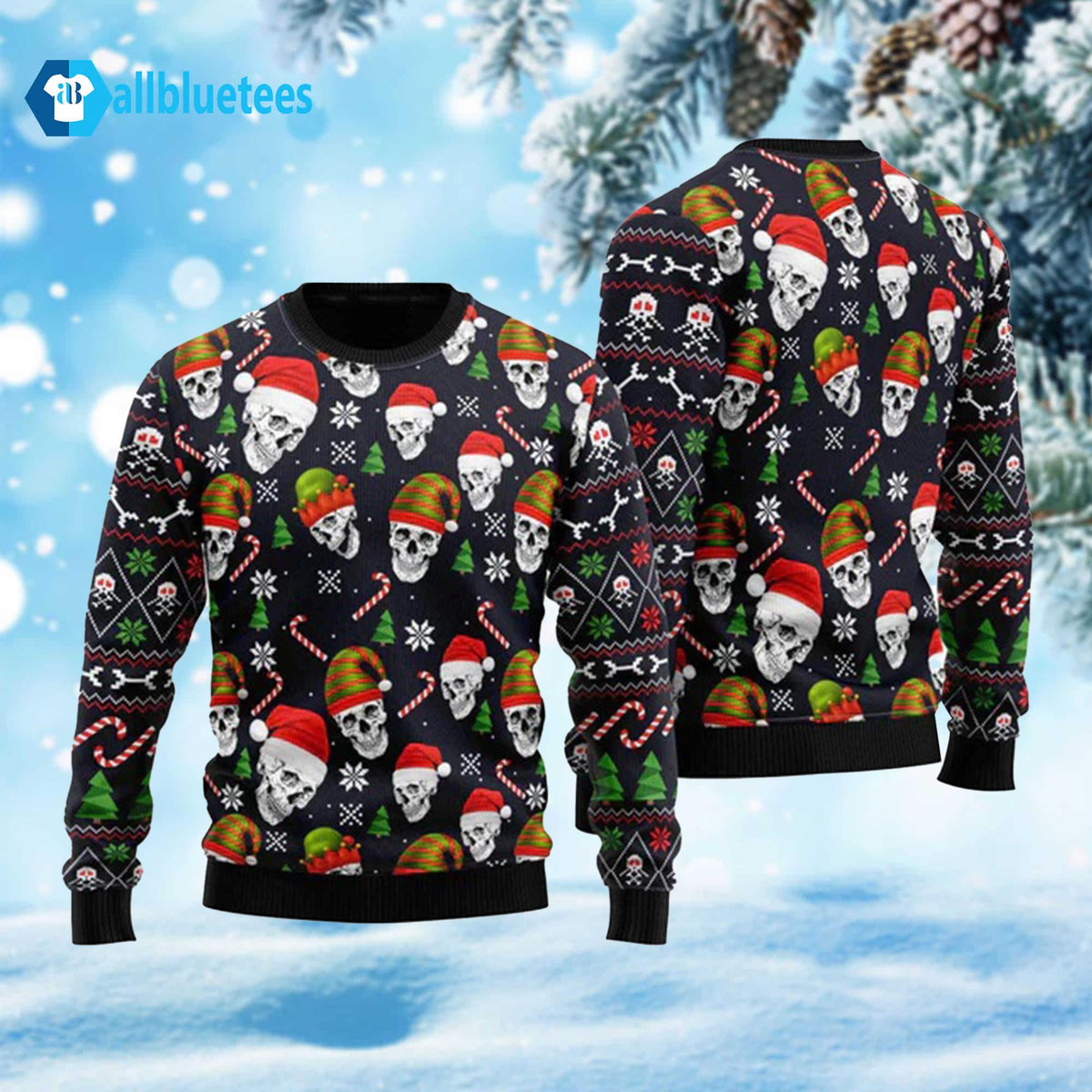 Skull Face Ugly Christmas Sweater