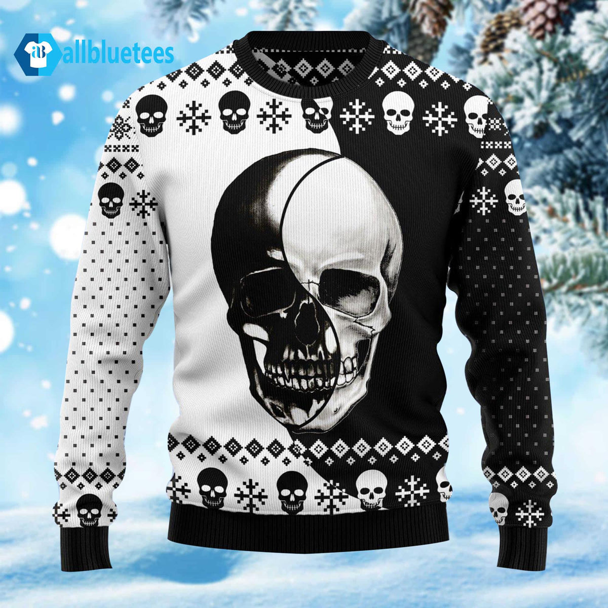 Skull Yinyang Ugly Christmas Sweater