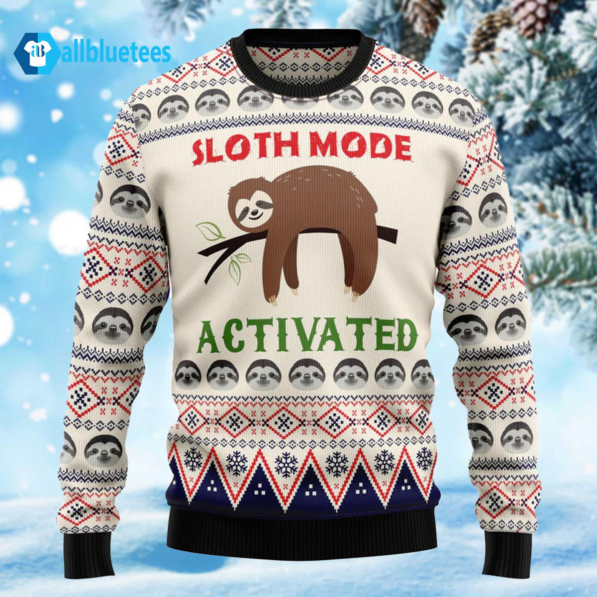 Sloth Mode Activated Ugly Christmas Sweater