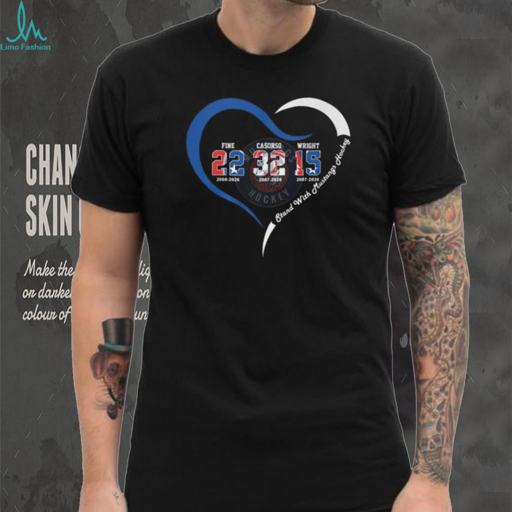 Stand With Mustangs Hockey Memorial Heart Players Tribute T Shirt