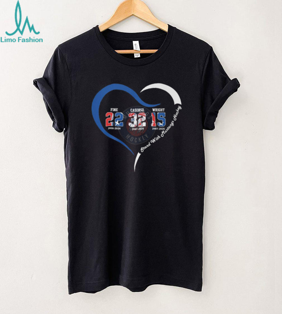 Stand With Mustangs Hockey Memorial Heart Players Tribute T Shirt