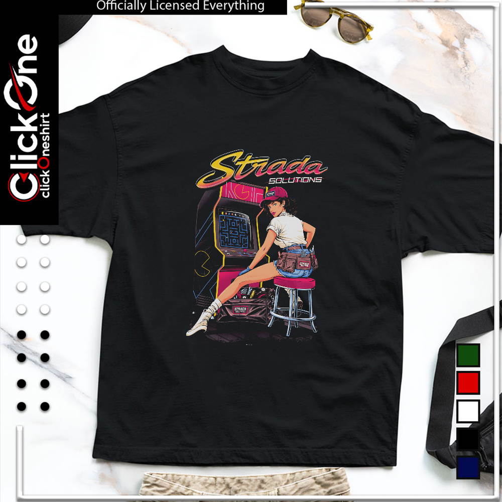 Strada Solutions Arcade Mechanic Girl woman repairing game shirt