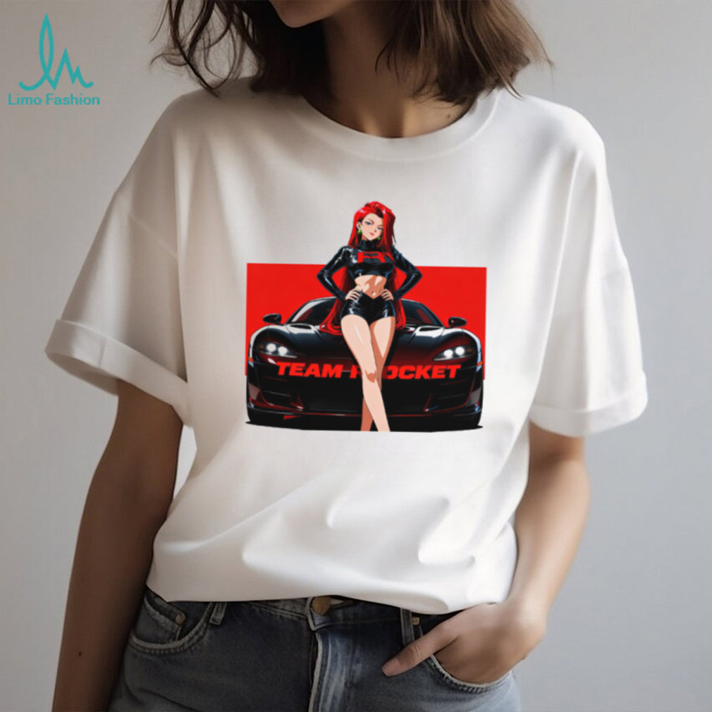 Team Rocket Jessie Anime Girl with Sports Car Graphic Tee