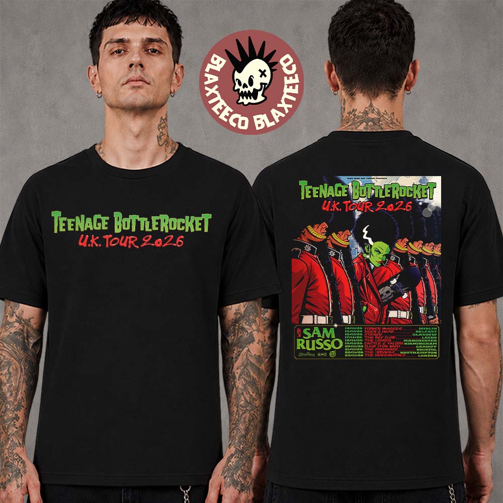 Teenage Bottlerocket UK Tour 2026 With Sam Russo Schedule Dates Two Sided T-Shirt