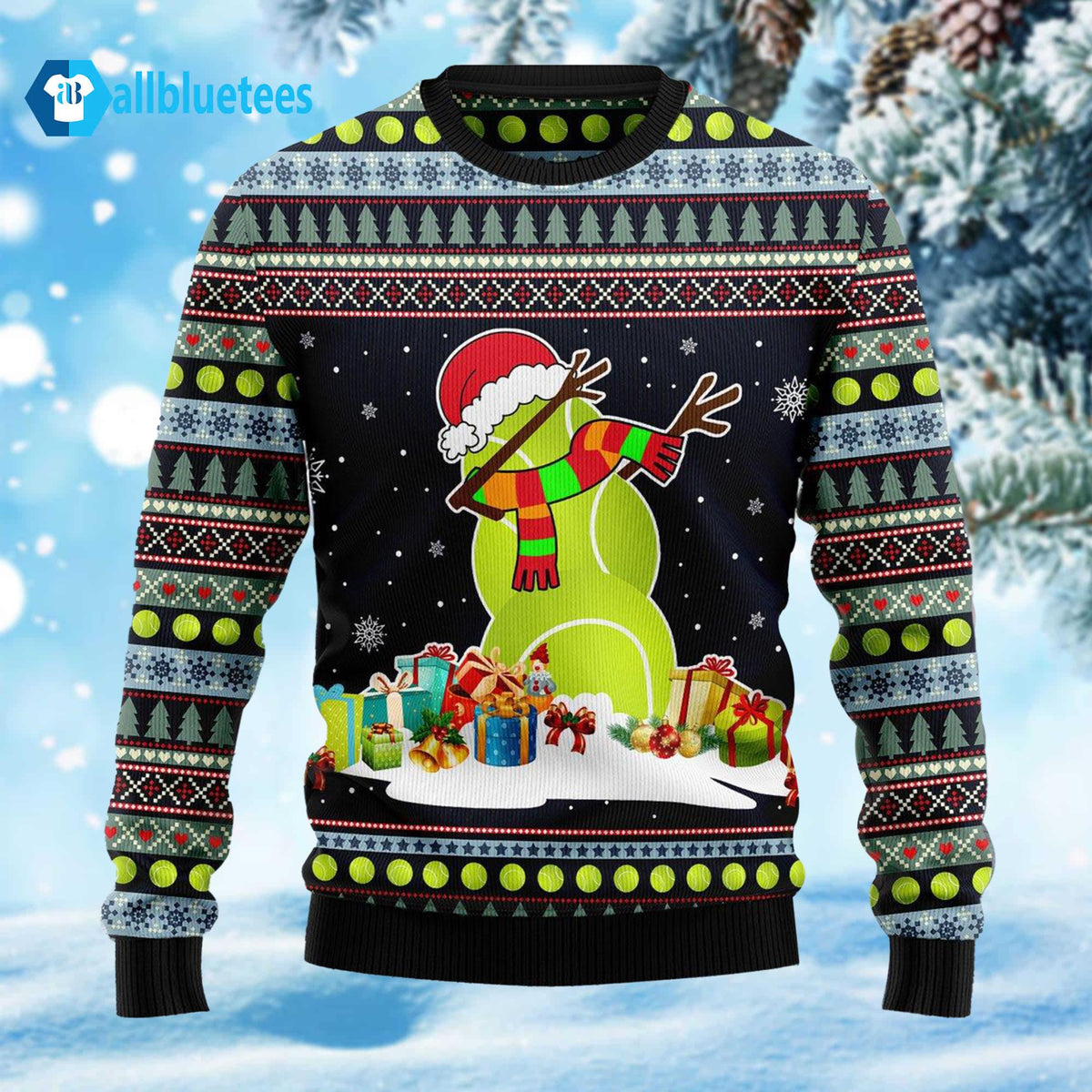 Tennis Snowman Ugly Christmas Sweater