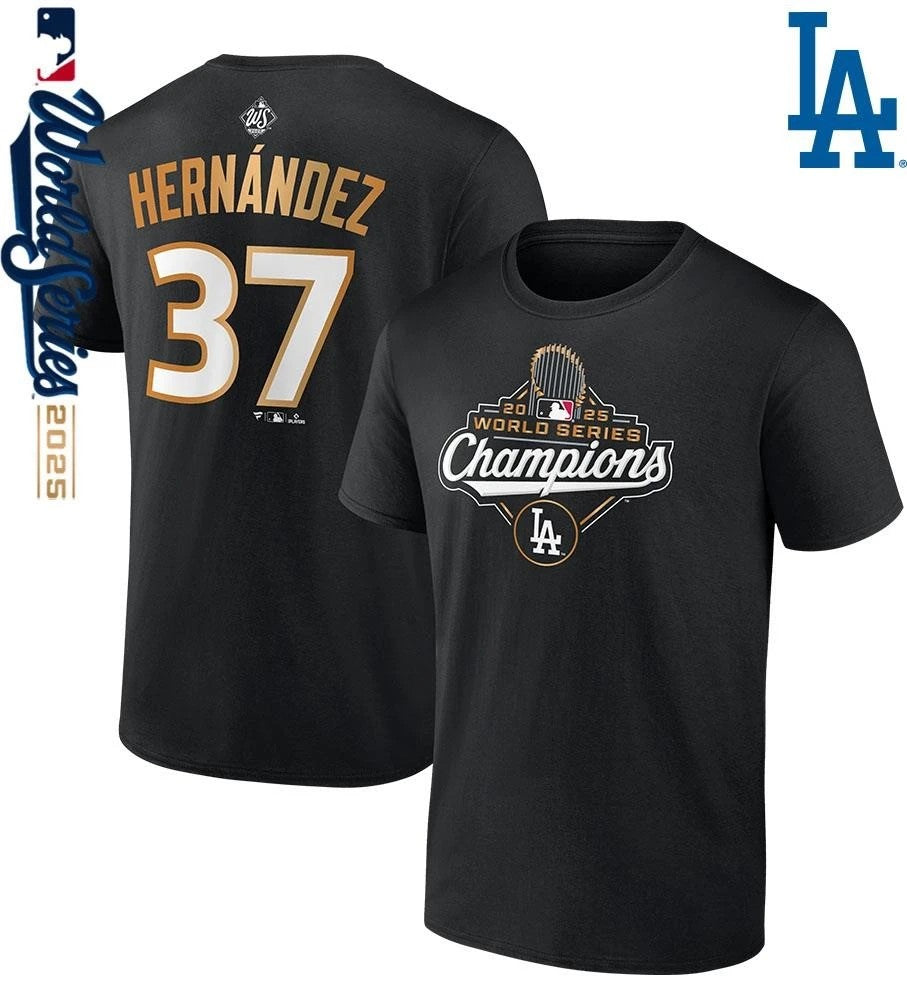 Teoscar Hernández Los Angeles Dodgers 2025 World Series Champions Name & Number T-Shirt