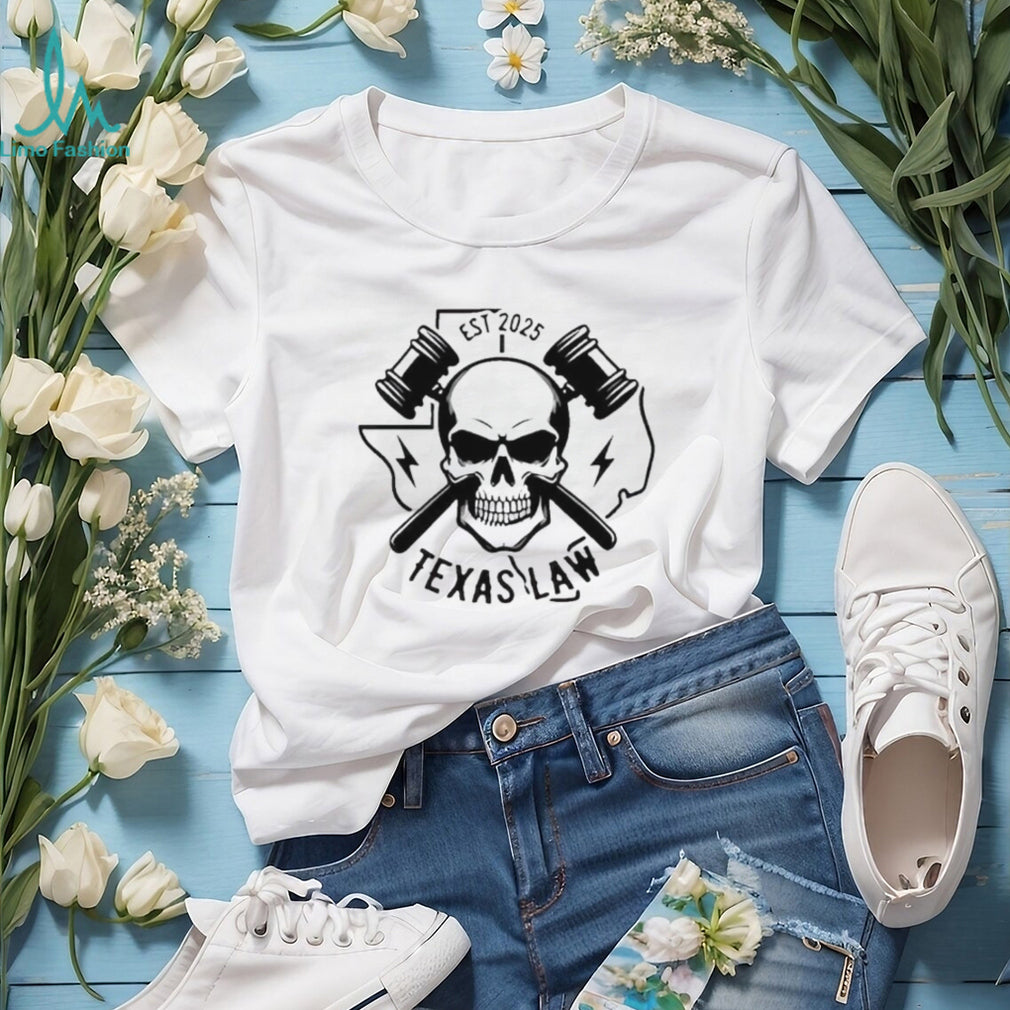 Texas Law Skull and Gavels Est 2025 Graphic White T Shirt