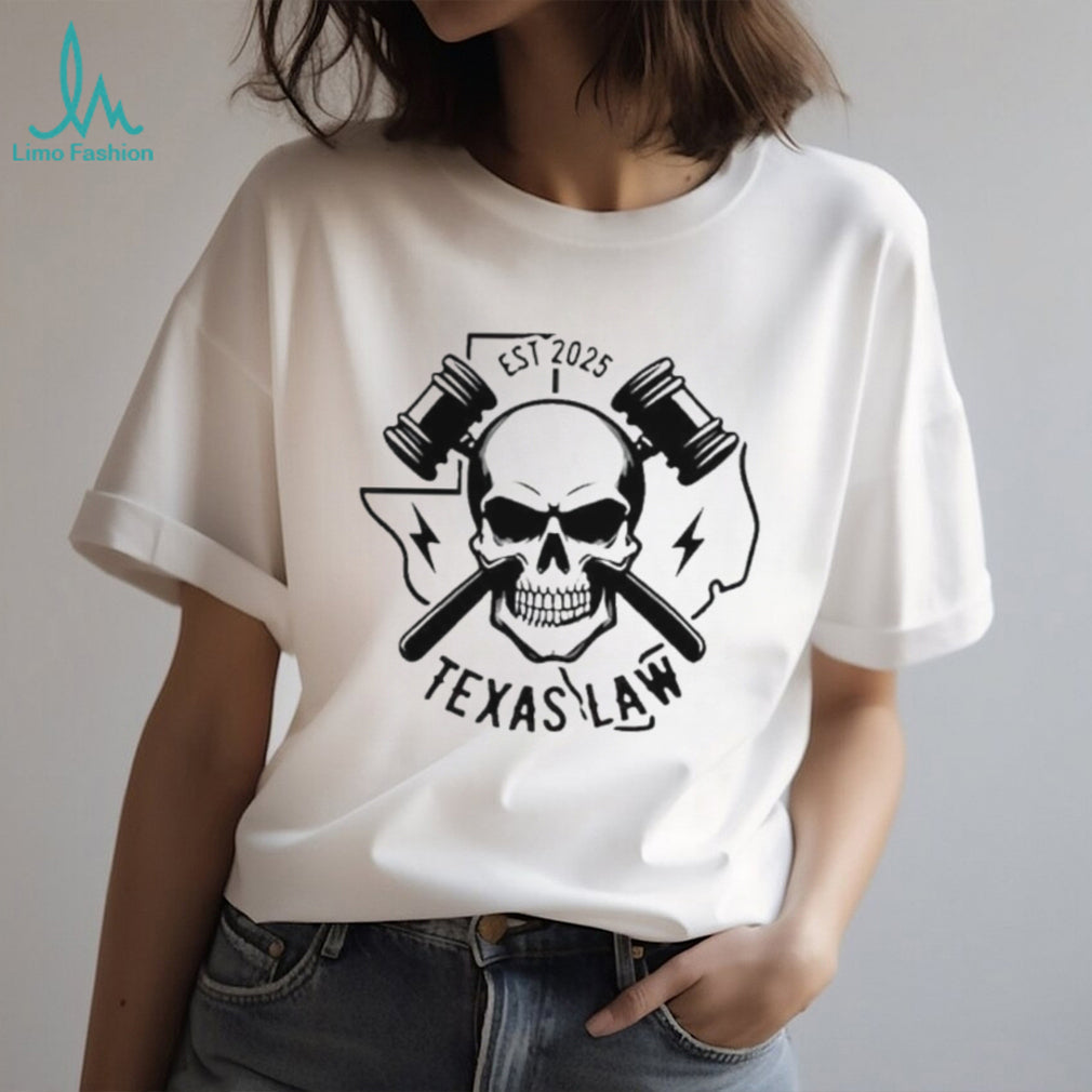 Texas Law Skull and Gavels Est 2025 Graphic White T Shirt