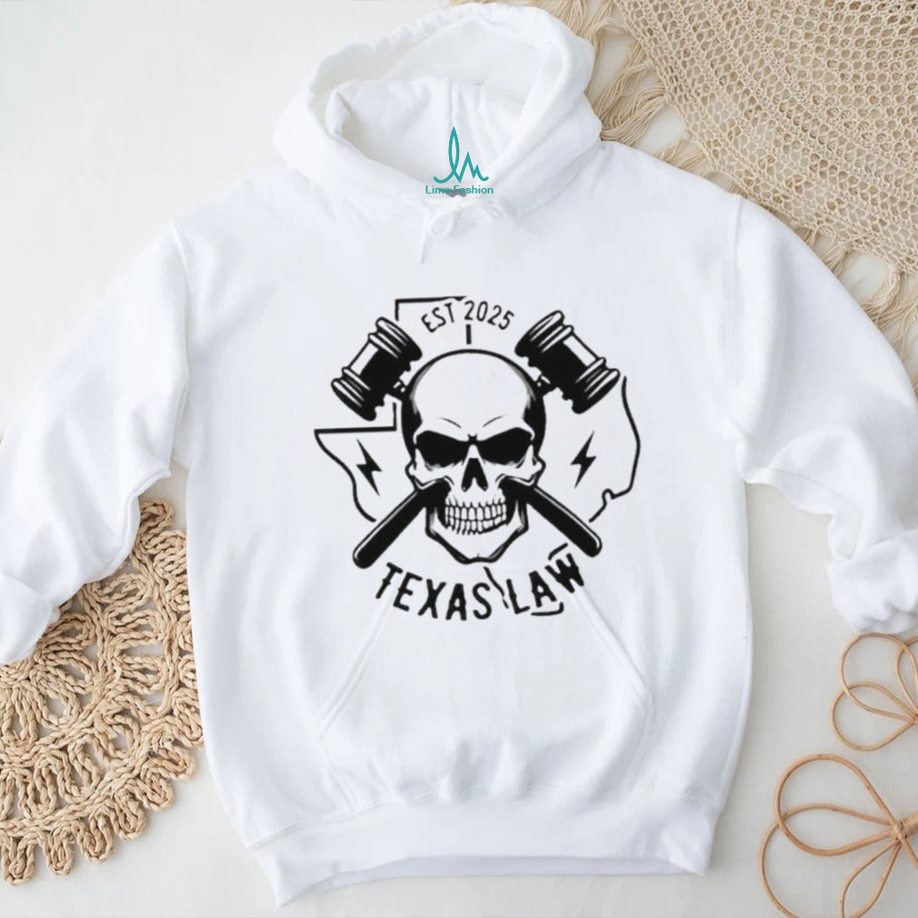 Texas Law Skull and Gavels Est 2025 Graphic White T Shirt