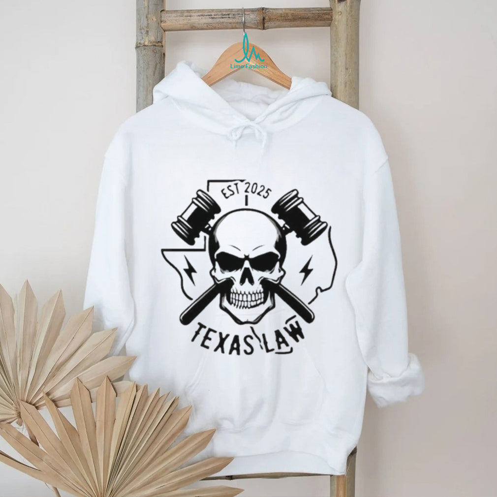 Texas Law Skull and Gavels Est 2025 Graphic White T Shirt