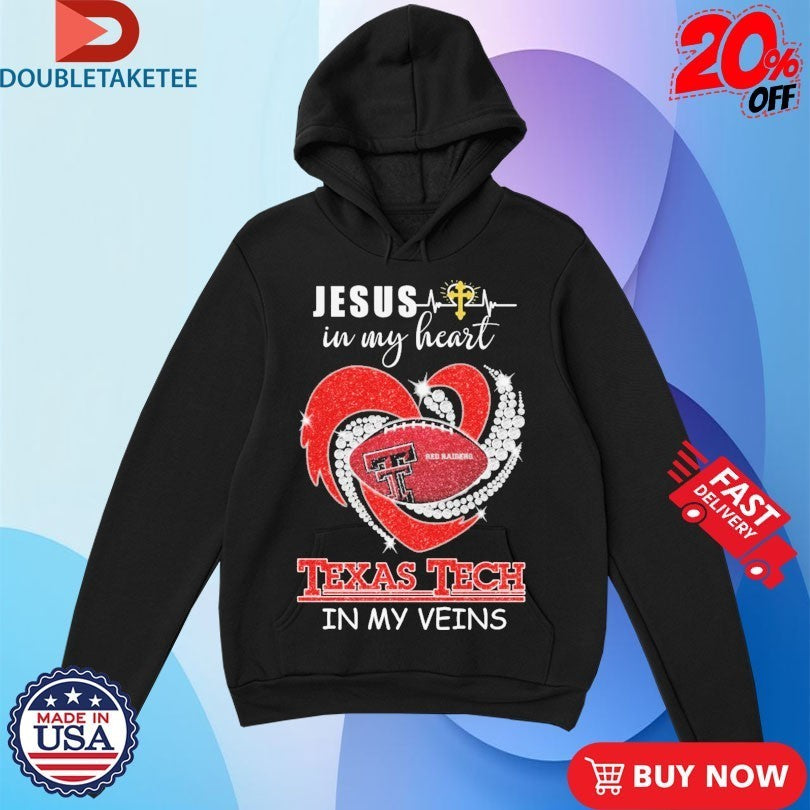 Texas Tech Red Raiders In My Veins Jesus In My Heart Diamond Shirts
