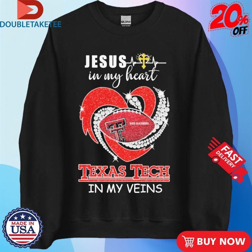 Texas Tech Red Raiders In My Veins Jesus In My Heart Diamond Shirts