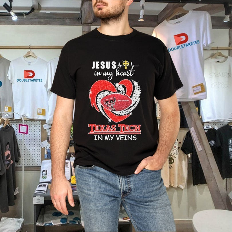 Texas Tech Red Raiders In My Veins Jesus In My Heart Diamond Shirts