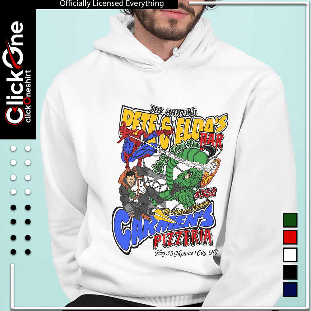The Amazing Pete and Elda’s the shore’s famous Carmen’s Pizzeria shirt