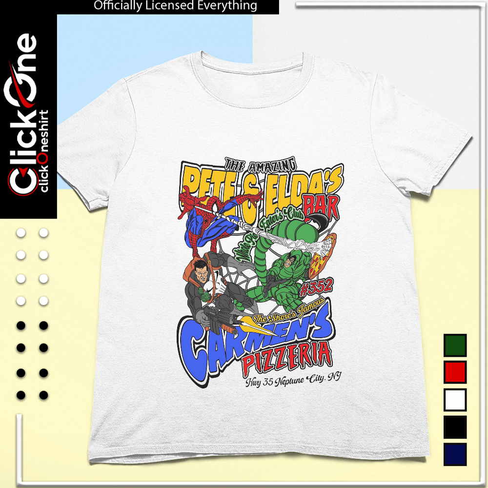 The Amazing Pete and Elda’s the shore’s famous Carmen’s Pizzeria shirt