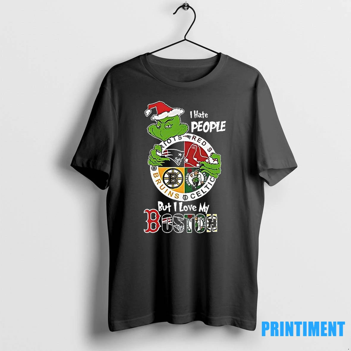 The Grinch I Hate People But I Love My Boston Team Sport Christmas Tshirts Sweater