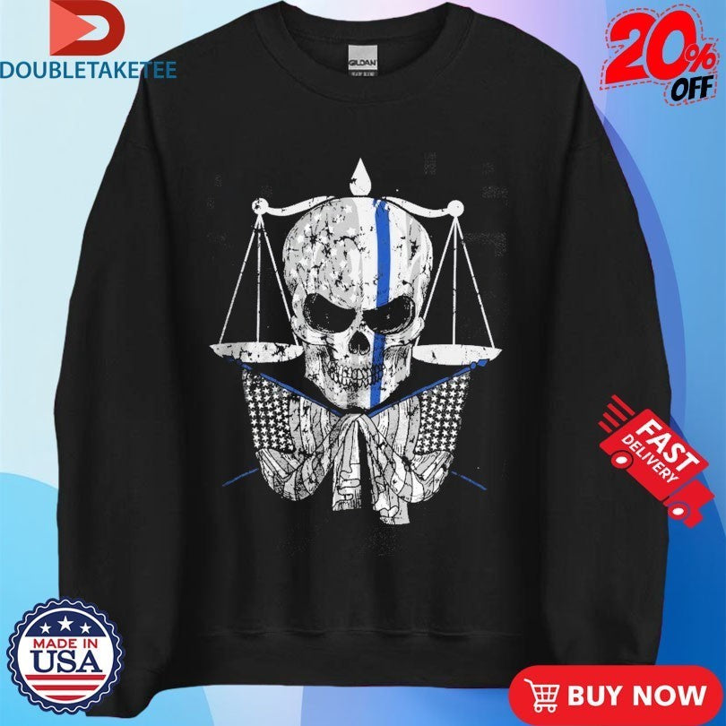 Thin Blue Line Skull American Made Shirts