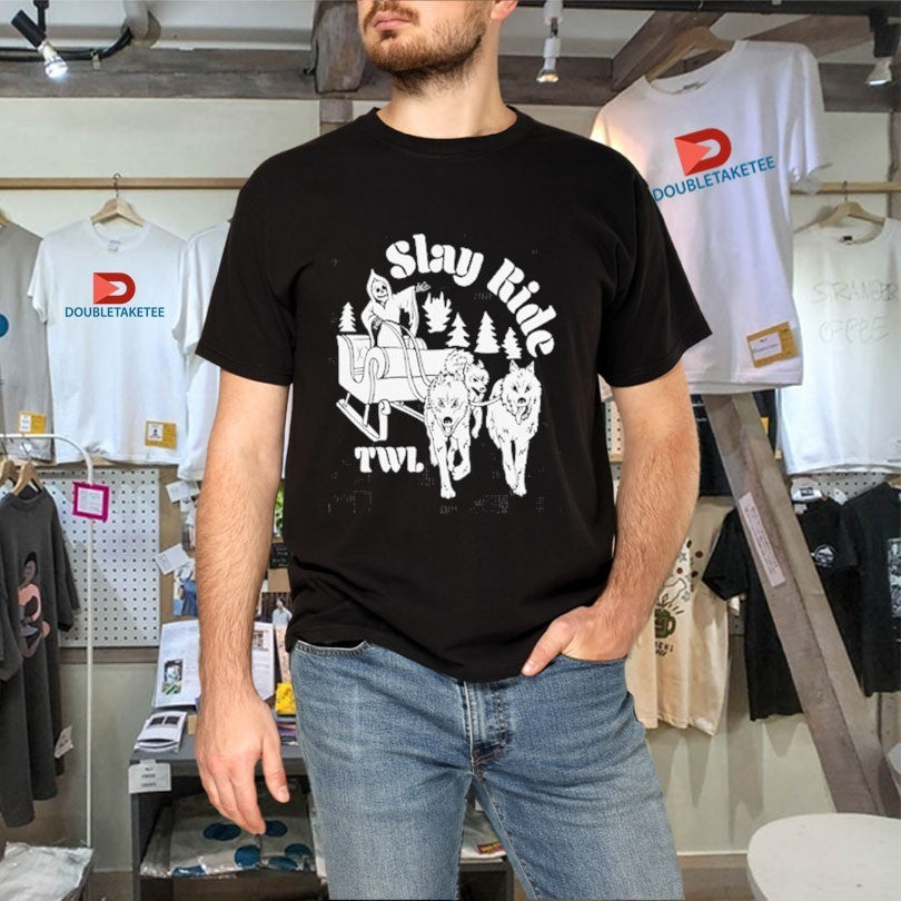This Wild Life Slay Ride Holiday Christmas Grim Reaper Wolves Shirts