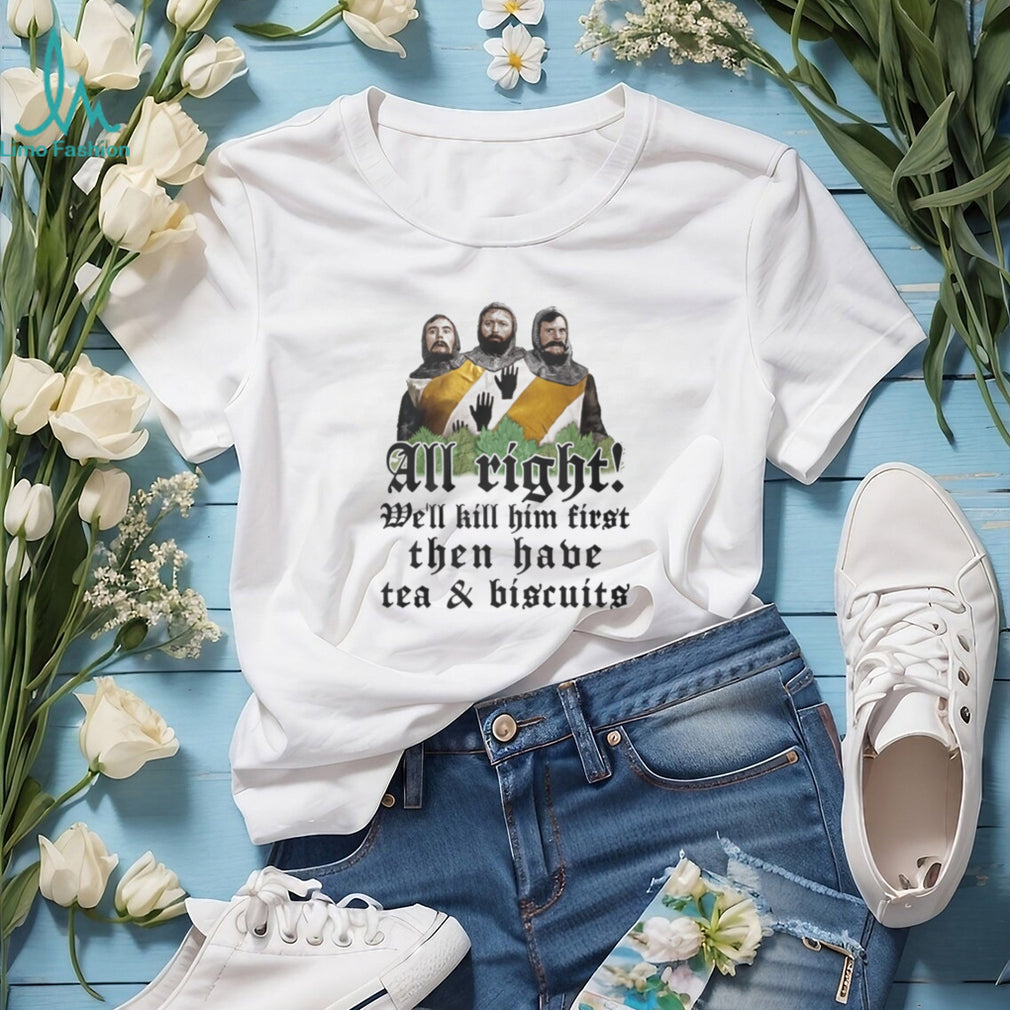 Three Headed Knight Tea and Biscuits Monty Python Quote T Shirt