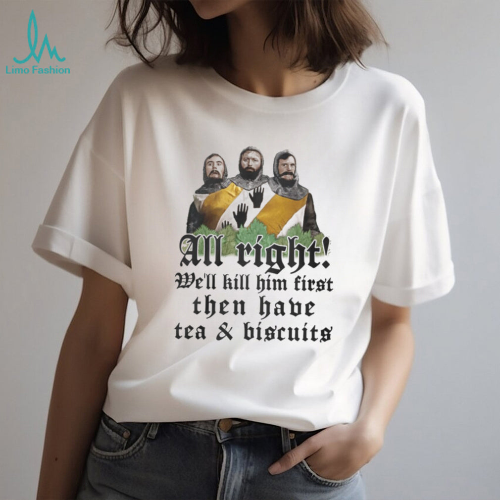 Three Headed Knight Tea and Biscuits Monty Python Quote T Shirt