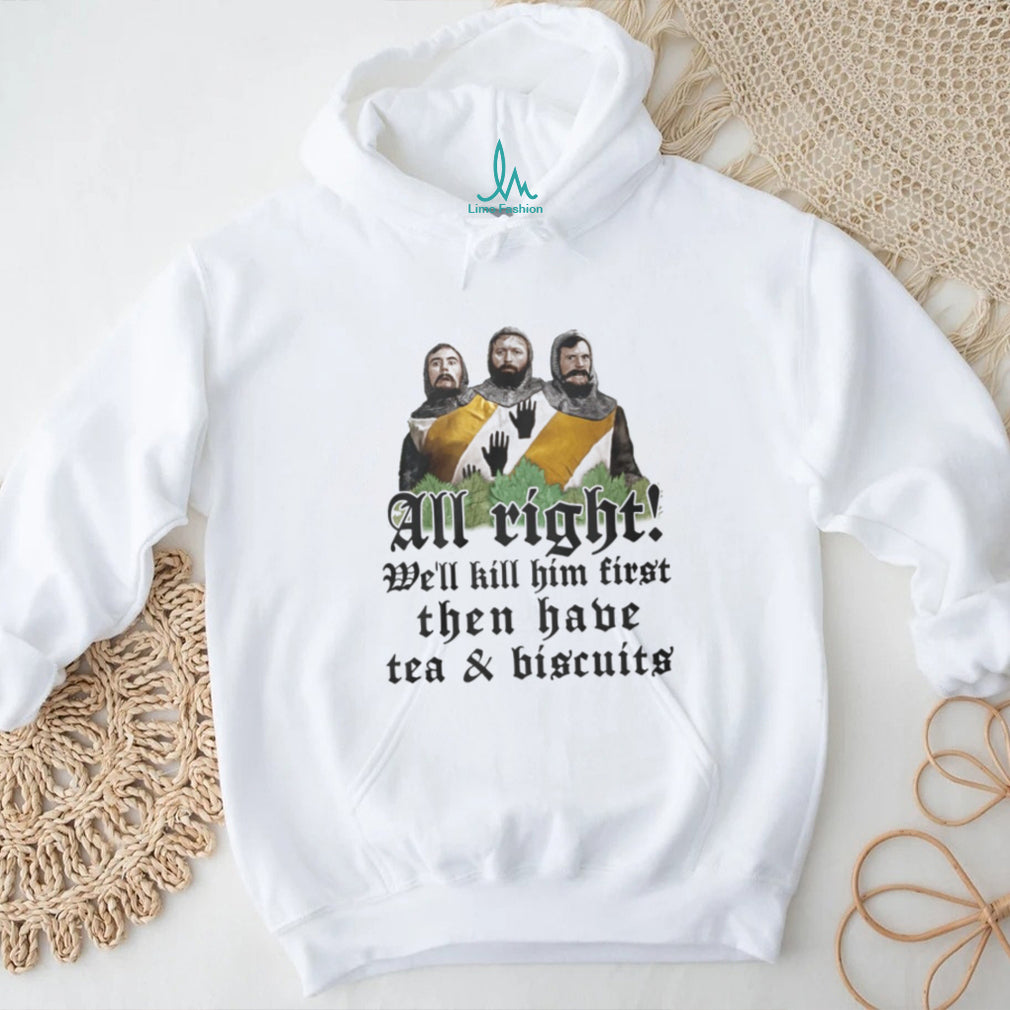 Three Headed Knight Tea and Biscuits Monty Python Quote T Shirt