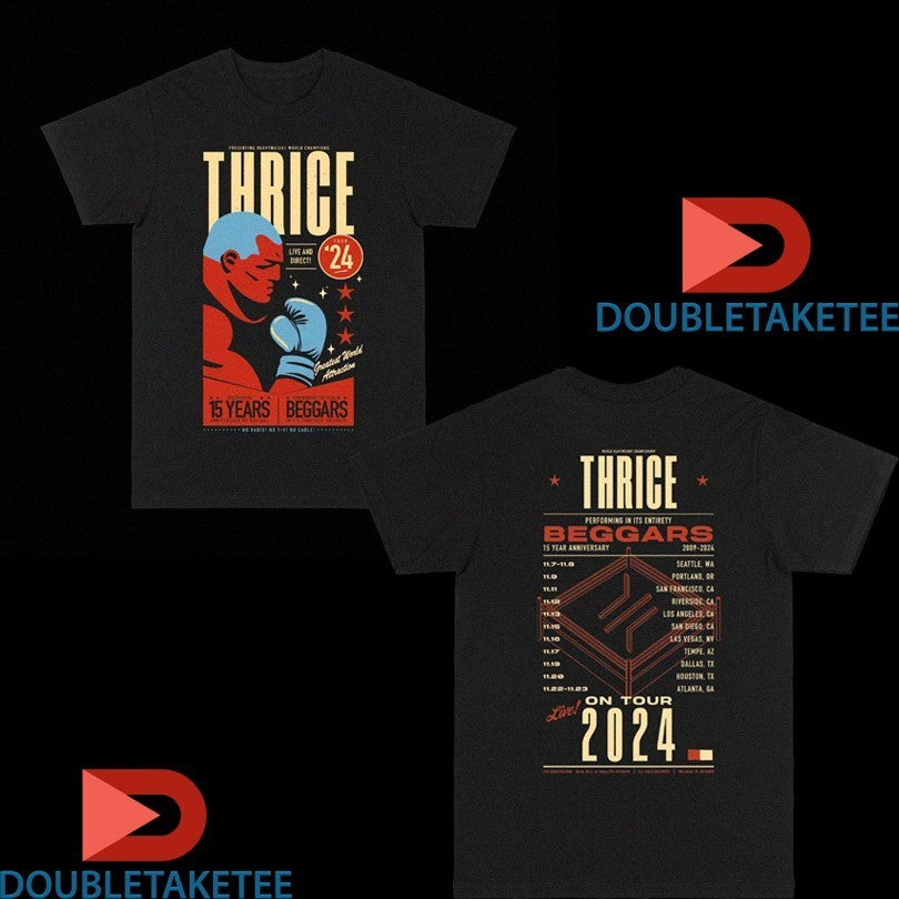 Thrice No Radio No TV No Cable Greatest World Attraction Celebrating 15 Years Boxer Beggars On Tour 2024 Dates Shirts