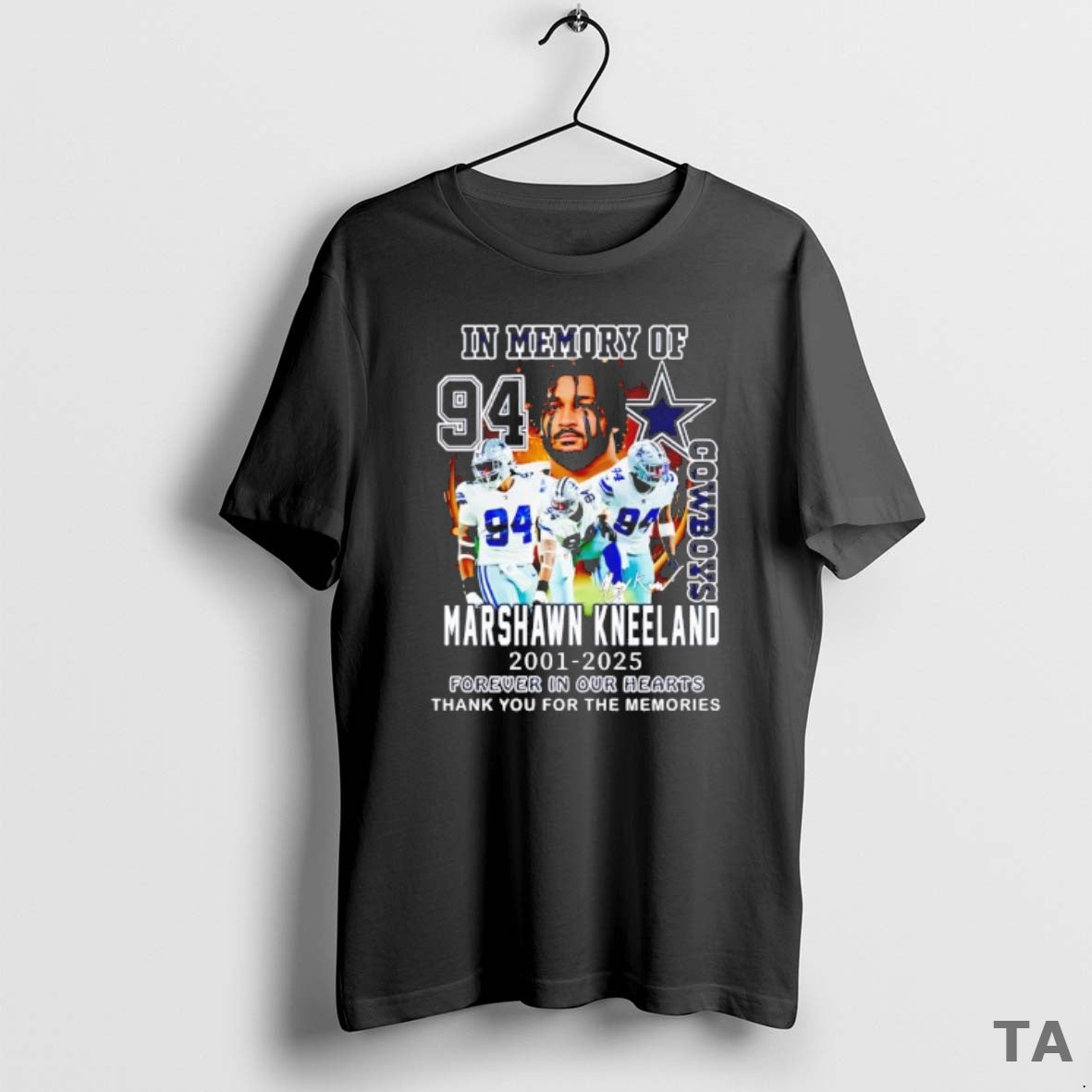 Top In Memory Of Cowboys Marshawn Kneeland 2021 2025 Forever In Our Hearts Black T-Shirts, Hoodie, Sweatshirt