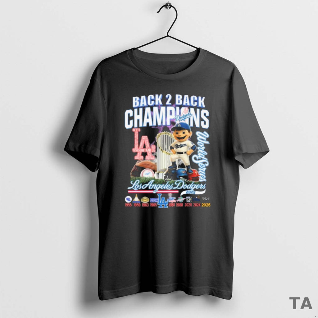 Top Los Angeles Dodgers Back 2 Back Champions World Series 2024 2025 Cartoon T-Shirts, Hoodie, Sweatshirt | InkNestWear.com