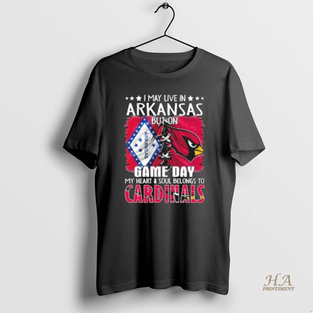 Top Official I May Live In Arkansas But On Gameday My Heart And Soul Belongs T-Shirts, Hoodie, Sweatshirt | InkNestWear.com