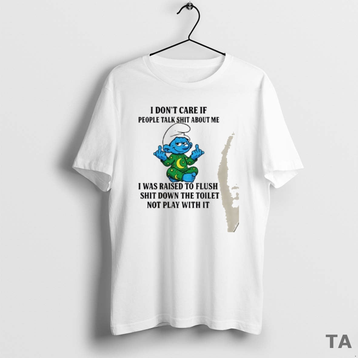 Top Smurf Middle Finger I Dont Care If People Talk Shit About Me I Was T-Shirts, Hoodie, Sweatshirt | InkNestWear.com