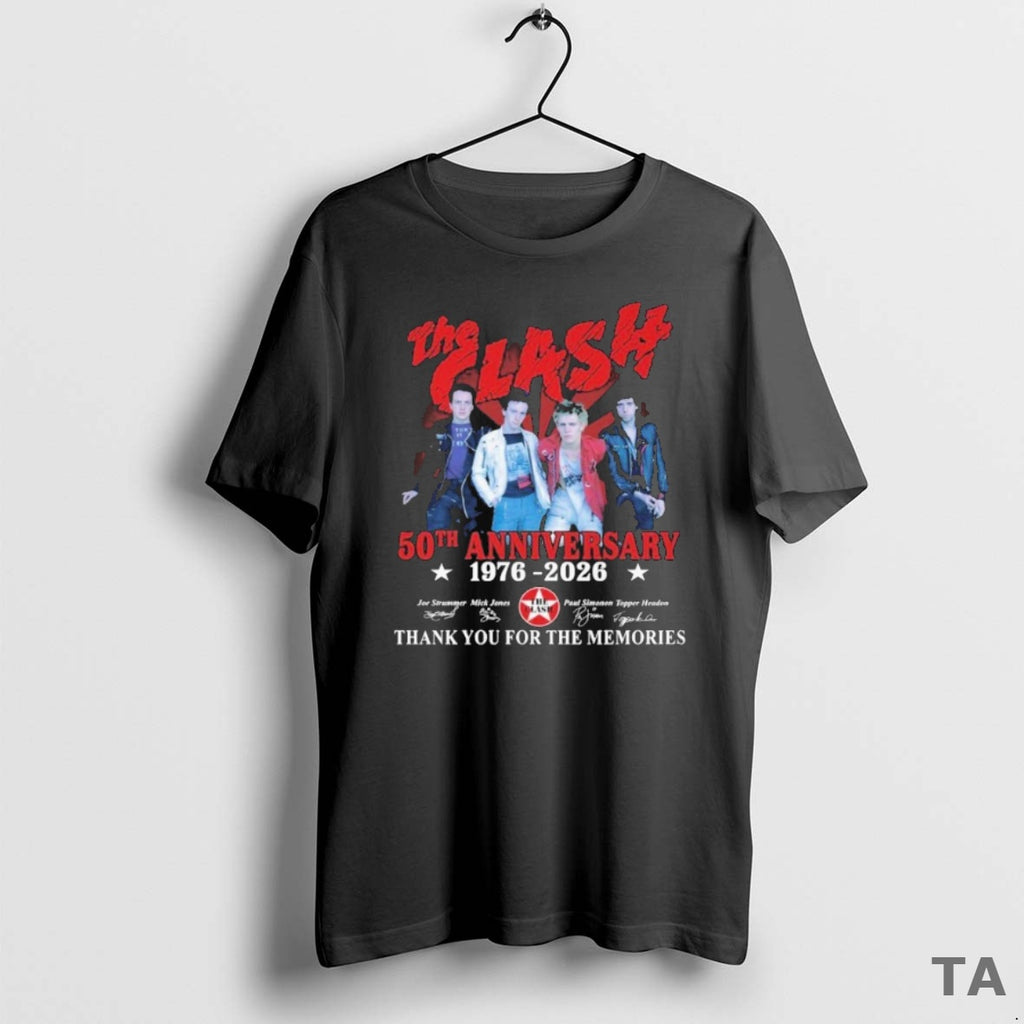 Top The Clash 50th Anniversary 1976 2026 Thank You For The Memories Signatures T-Shirts, Hoodie, Sweatshirt | InkNestWear.com