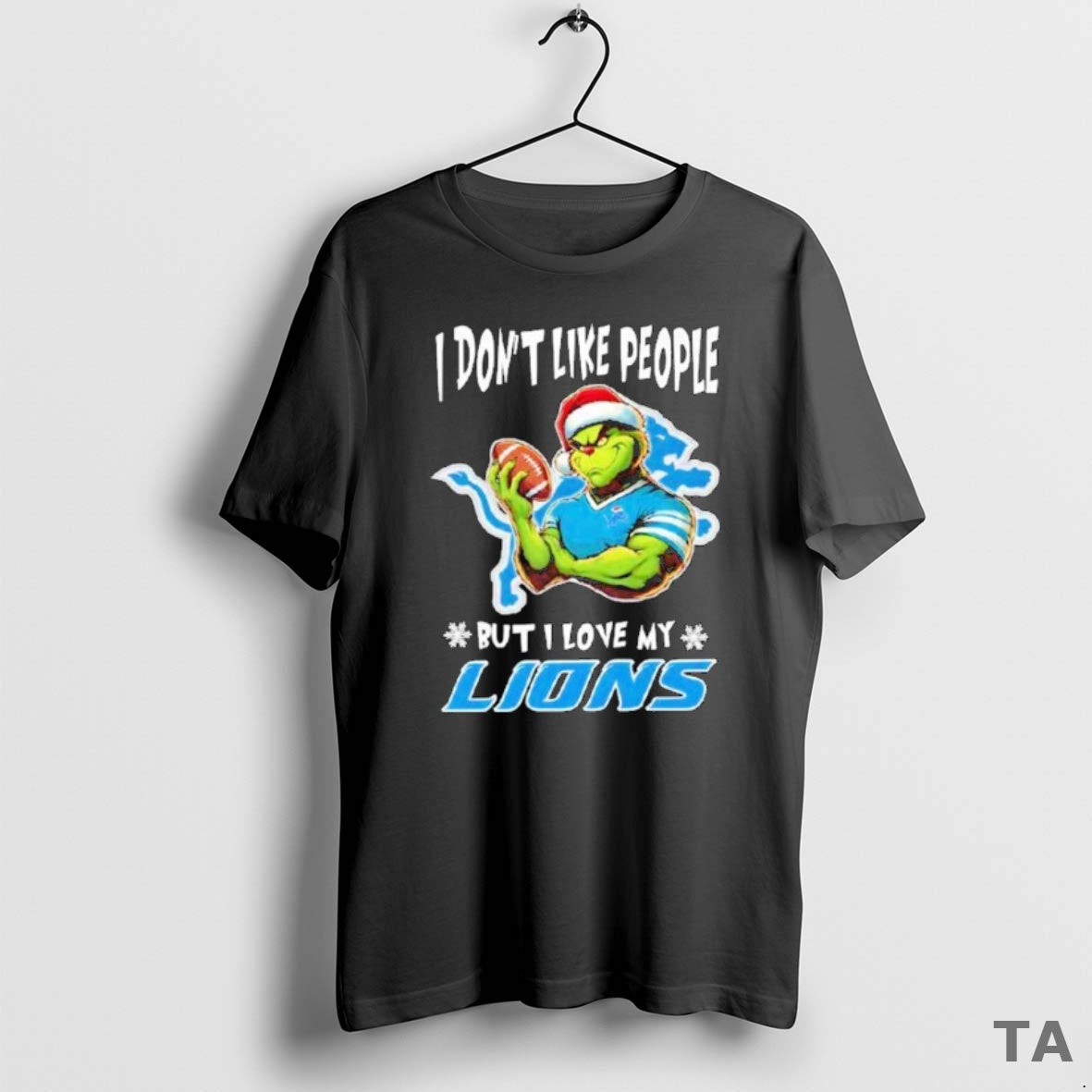 Top The Grinch I Dont Like People_e2_80_a6 But I Love My Detroit Lions Christmas T-Shirts, Hoodie, Sweatshirt