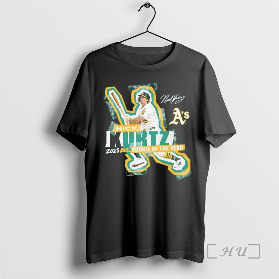 Trending Athletics Nick Kurtz 2025 American League Rookie Of The Year Signature Premium T Shirts Hoodie, Sweatshirt