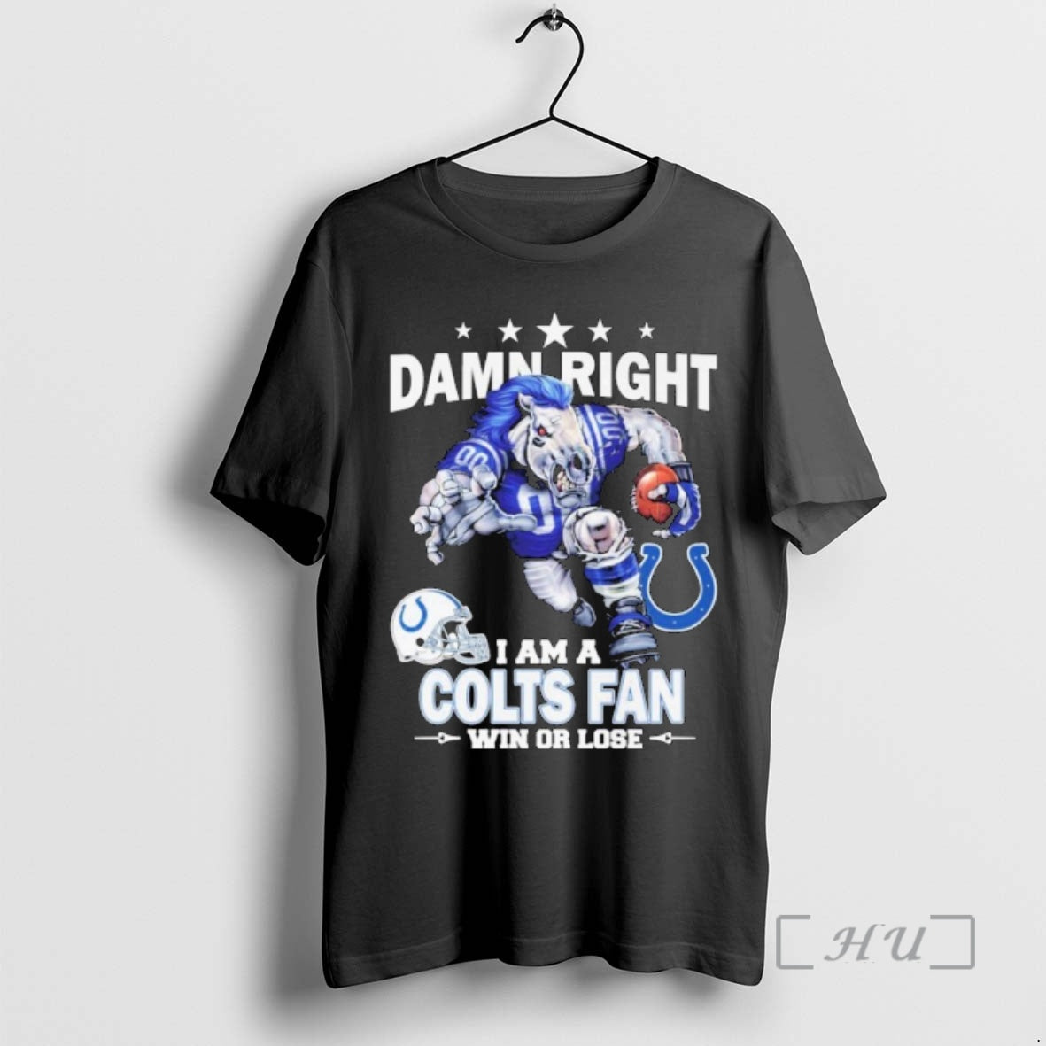 Trending Damn Right I Am A Indianapolis Colts Fan Win Or Lose Mascot Premium T-Shirts, Hoodie, Sweatshirt | InkNestWear.com