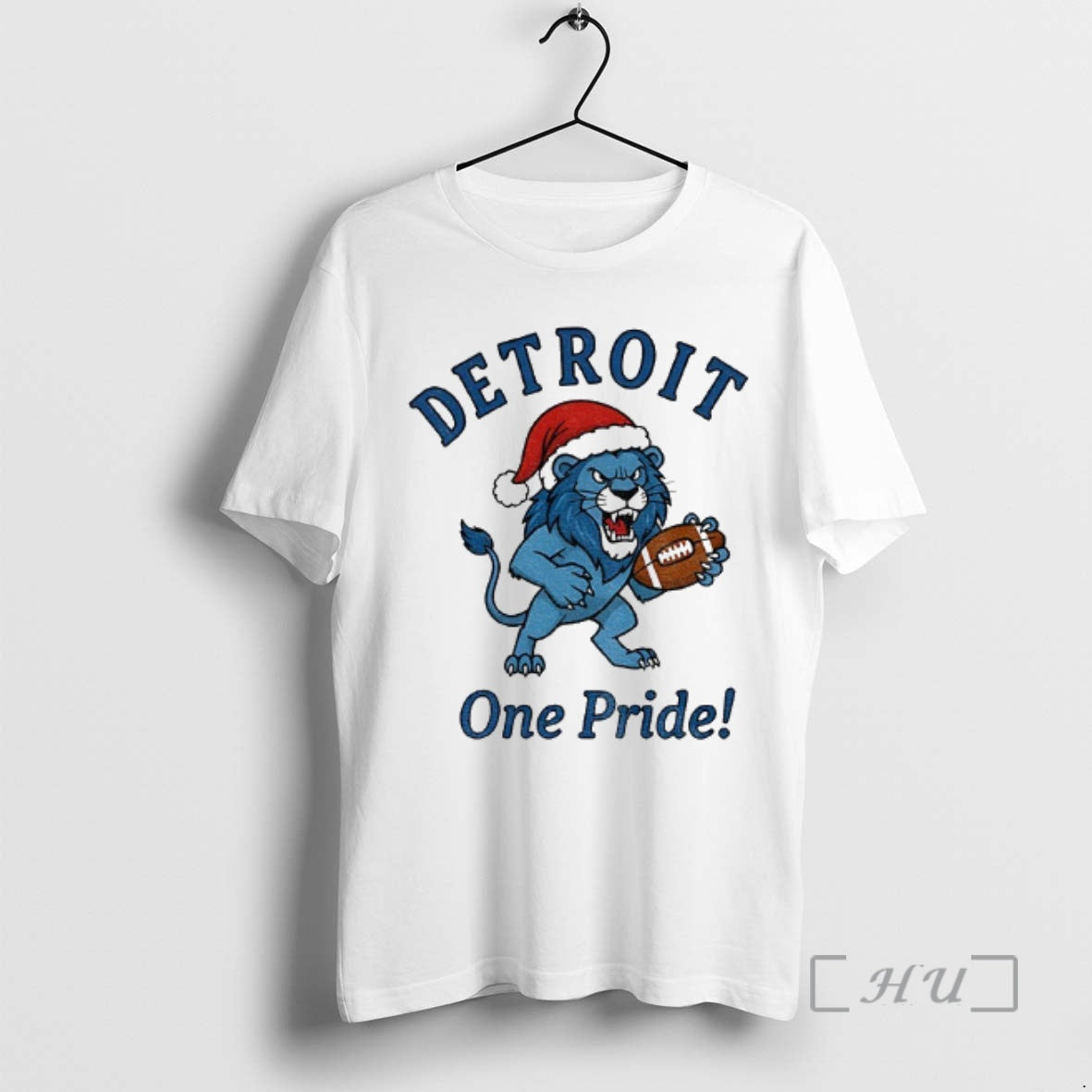 Trending Detroit Lions Football Mascot Santa Hat Detroit One Pride Merry Christmas Premium T Shirts Hoodie, Sweatshirt