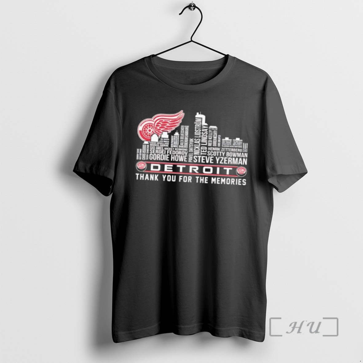 Trending Detroit Red Wings Players Names City Skyline Thank You For The Memories Premium T-Shirts, Hoodie, Sweatshirt