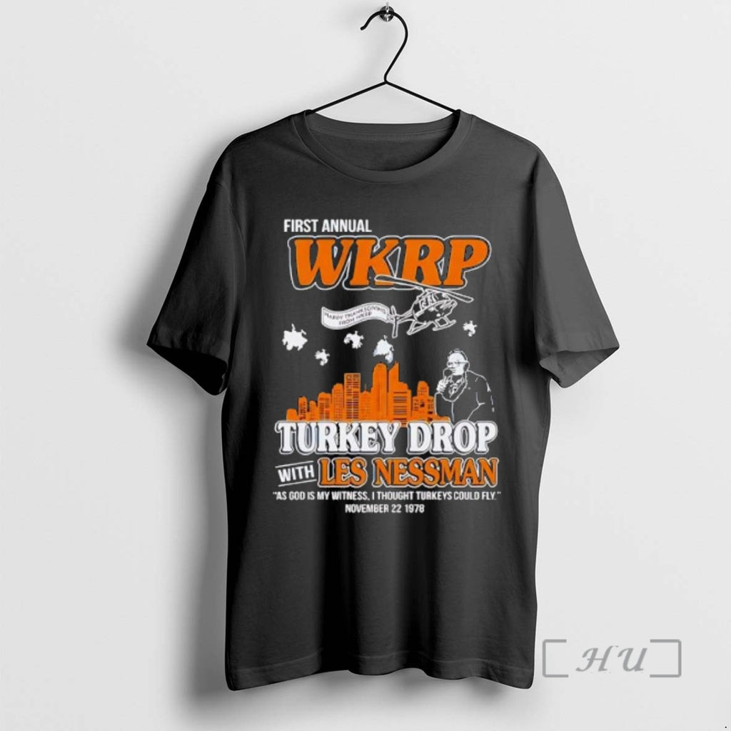 Trending First Annual Thanksgiving Day Turkey Drop With Les Nessman T-Shirts, Hoodie, Sweatshirt | InkNestWear.com