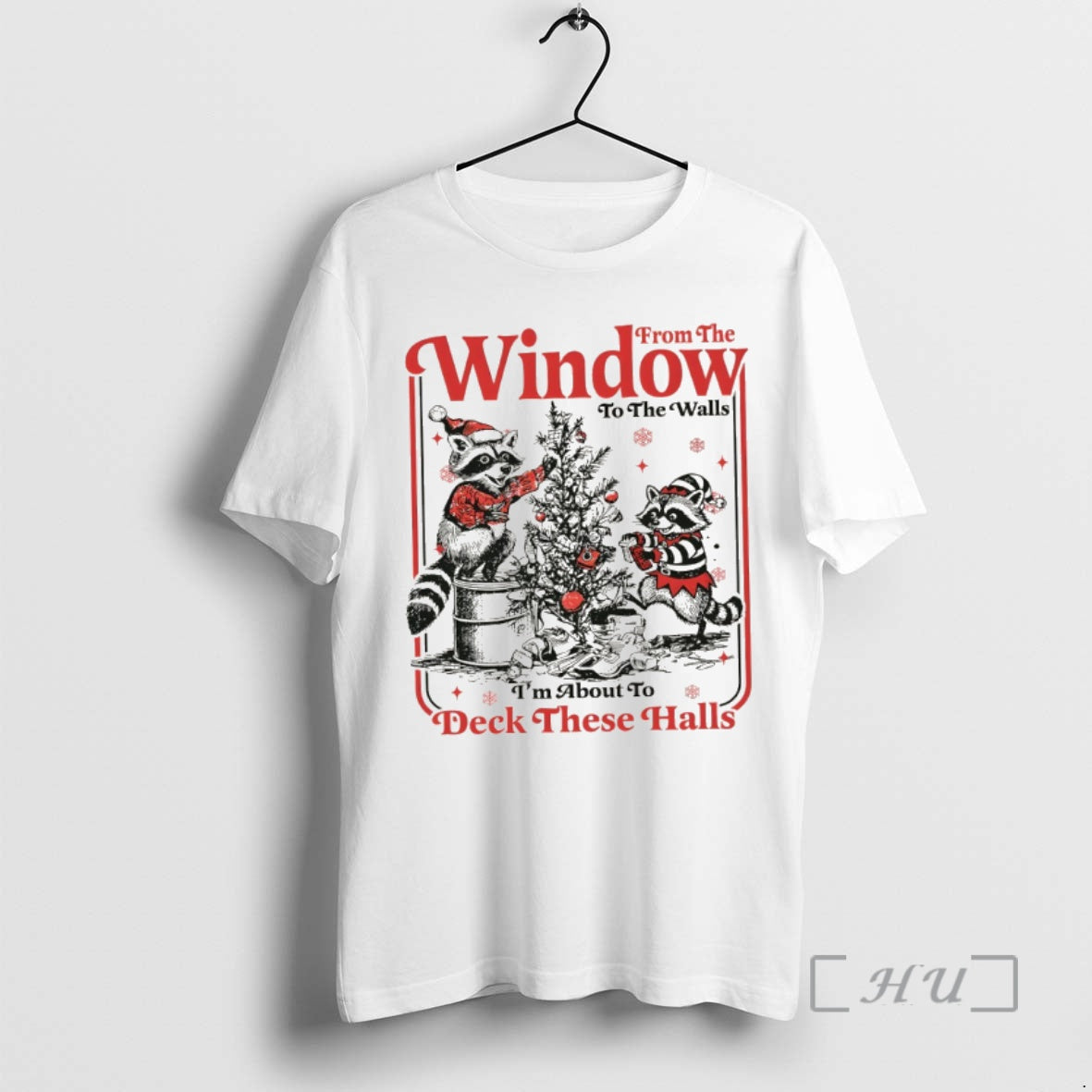 Trending From The Windows To The Walls Funny Raccoon Christmas T-Shirts, Hoodie, Sweatshirt | InkNestWear.com