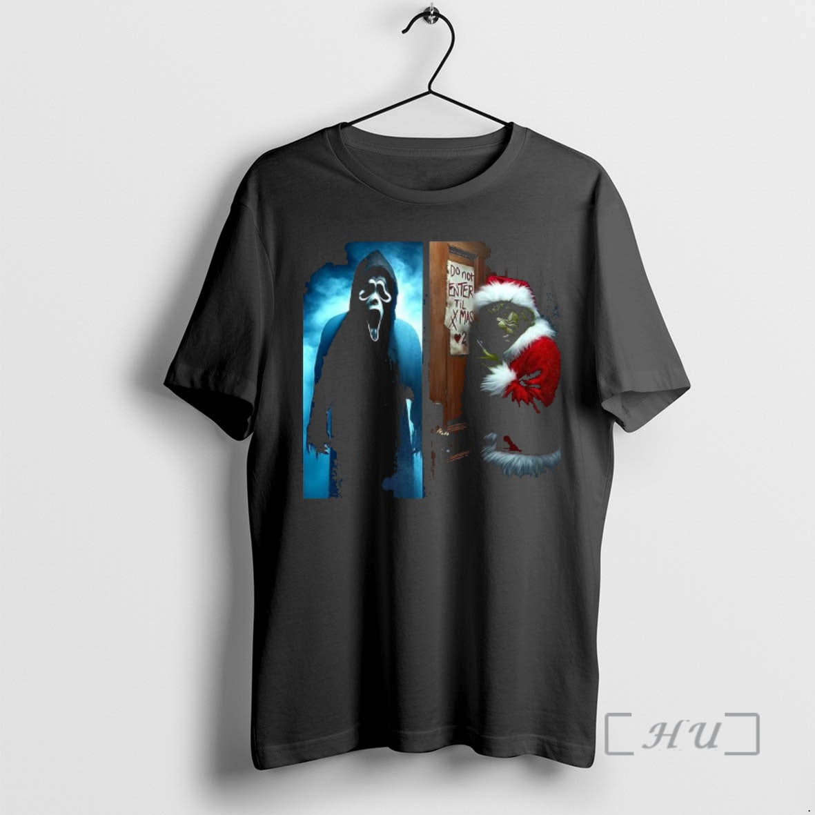 Trending Ghostface And The Grinch Do Not Enter Till Xmas Horror Christmas Premium T Shirts Hoodie, Sweatshirt