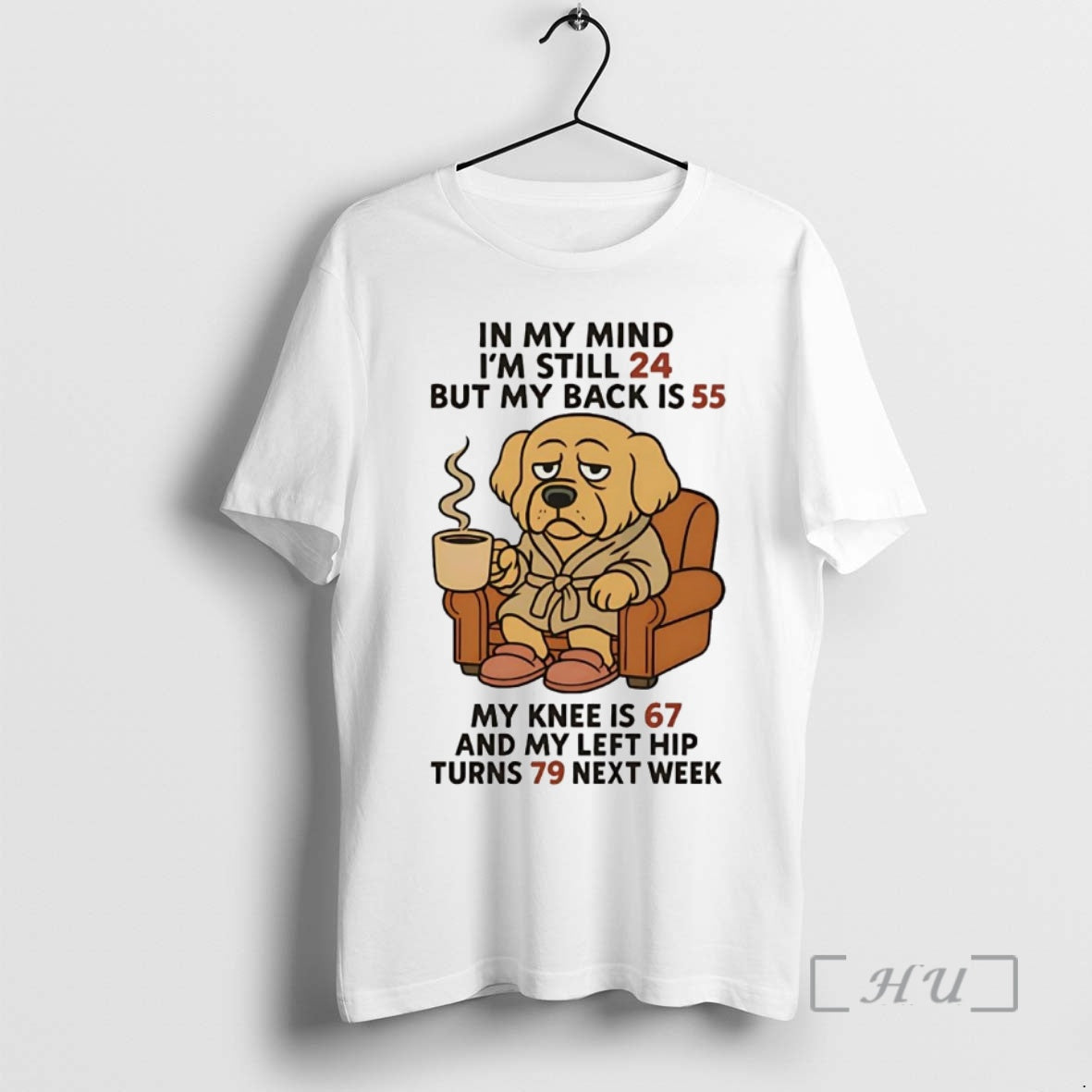 Trending Golden Retriever In My Mind Im Still 24 My Back Is 55 Left Hip T-Shirts, Hoodie, Sweatshirt | InkNestWear.com