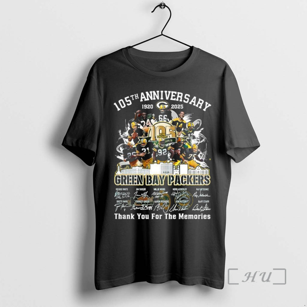 Trending Green Bay Packers 105th Anniversary Thank You For Memories Player Signature T-Shirts, Hoodie, Sweatshirt