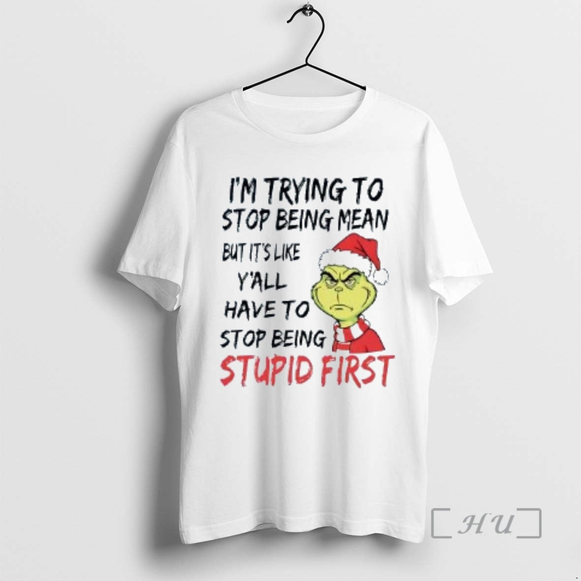 Trending Grinch Im Trying To Stop Being Mean But Its Like Yall Christmas Sweate Premium T-Shirts, Hoodie, Sweatshirt