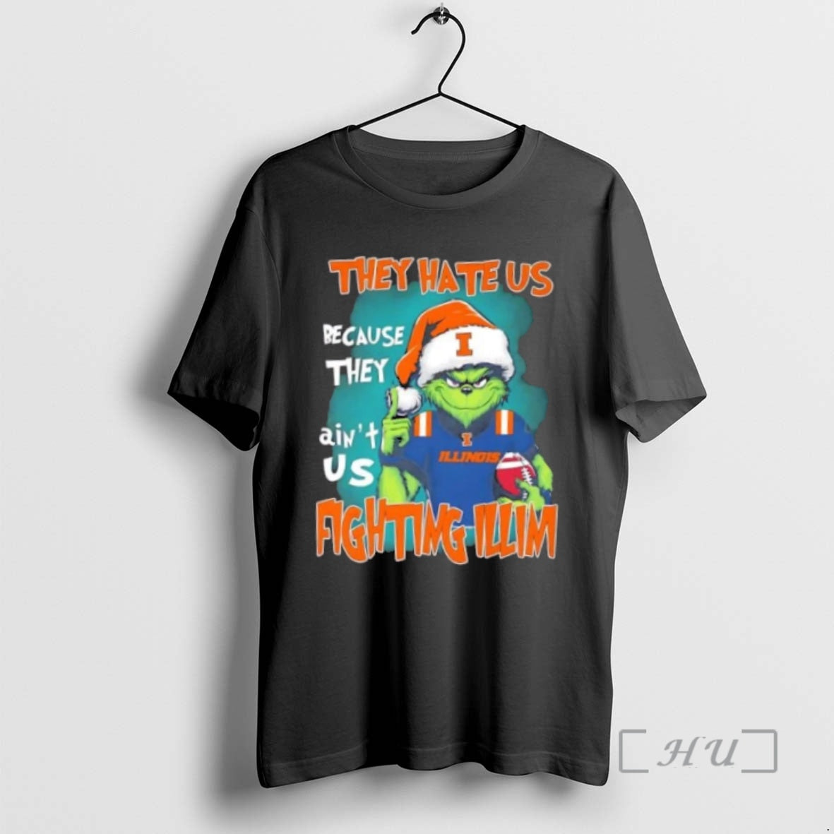 Trending Grinch They Hate Us Because They Aint Us Illinois Fighting Illini Football Premium T-Shirts, Hoodie, Sweatshirt