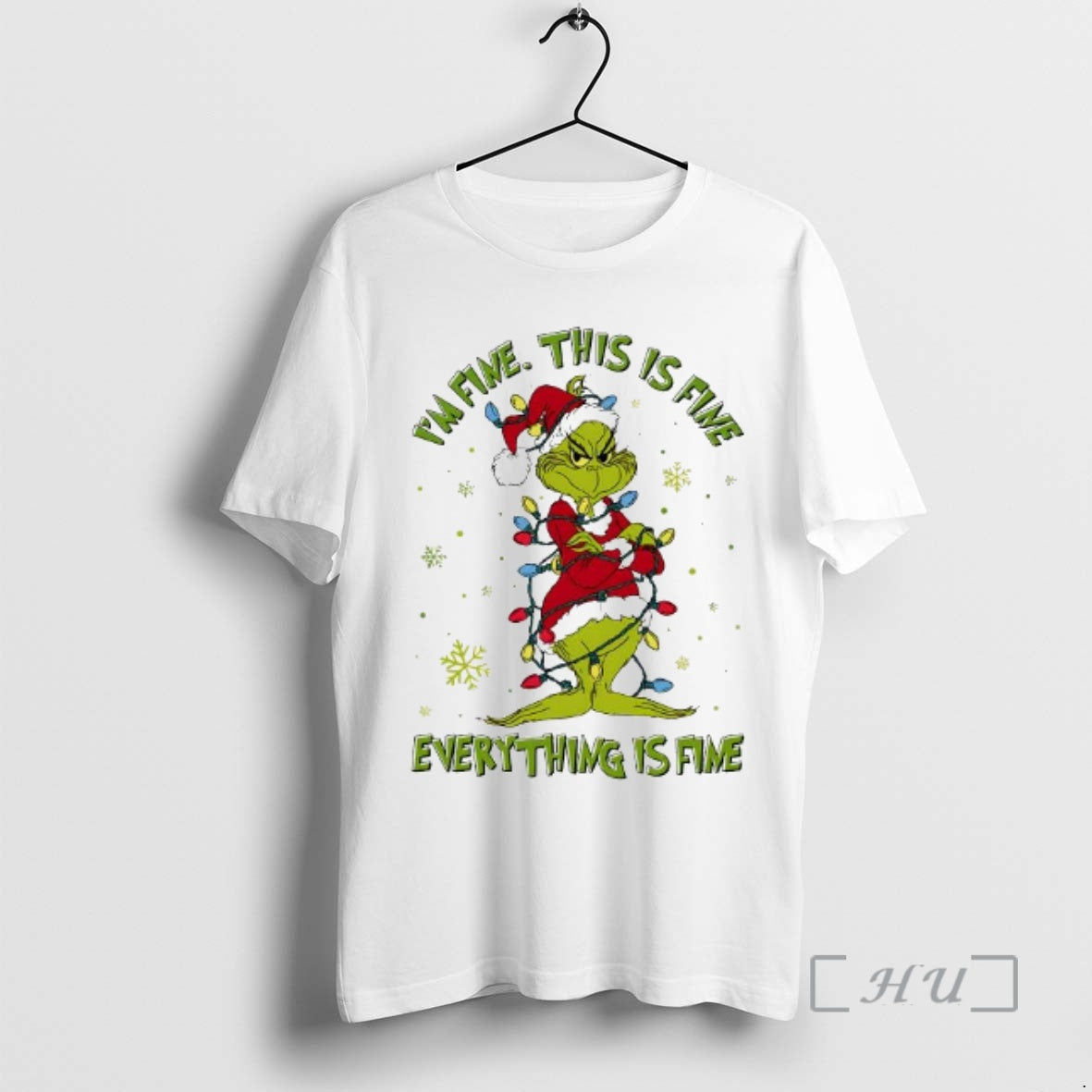 Trending Im Fine This Is Fine Everything Is Fine Grinch Merry Christmas Premium T Shirts Hoodie, Sweatshirt | InkNestWear.com