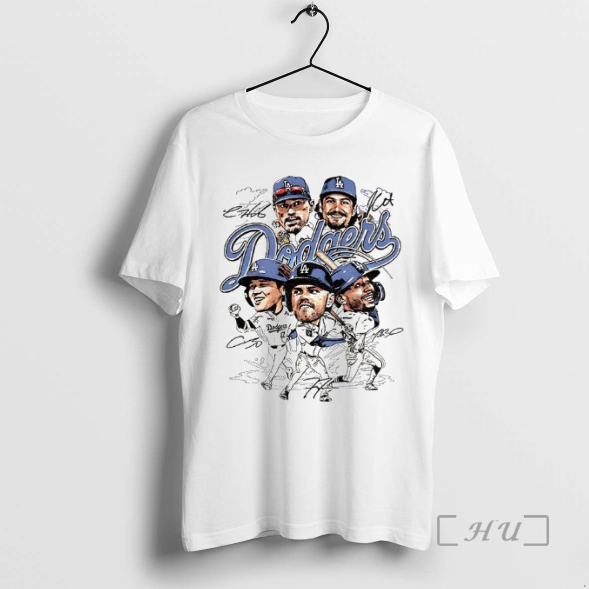 Trending Los Angeles Dodgers Big Five Baseball Players Mlb Champions 1955 2025 Signatures Vintage Premium T-Shirts,...