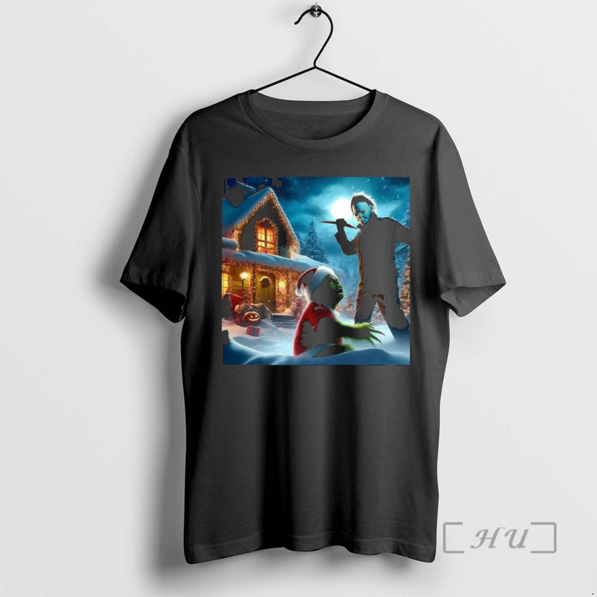 Trending Michael Myers Chases After The Grinch Horror Christmas T-Shirts, Hoodie, Sweatshirt | InkNestWear.com