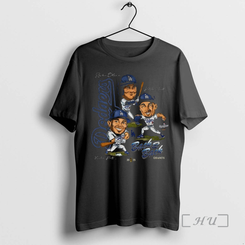Trending Mookie Betts Blake Snell And Shohei Ohtani Cartoon Los Angeles Dodgers Back 2 Back T-Shirts, Hoodie, Sweatshirt