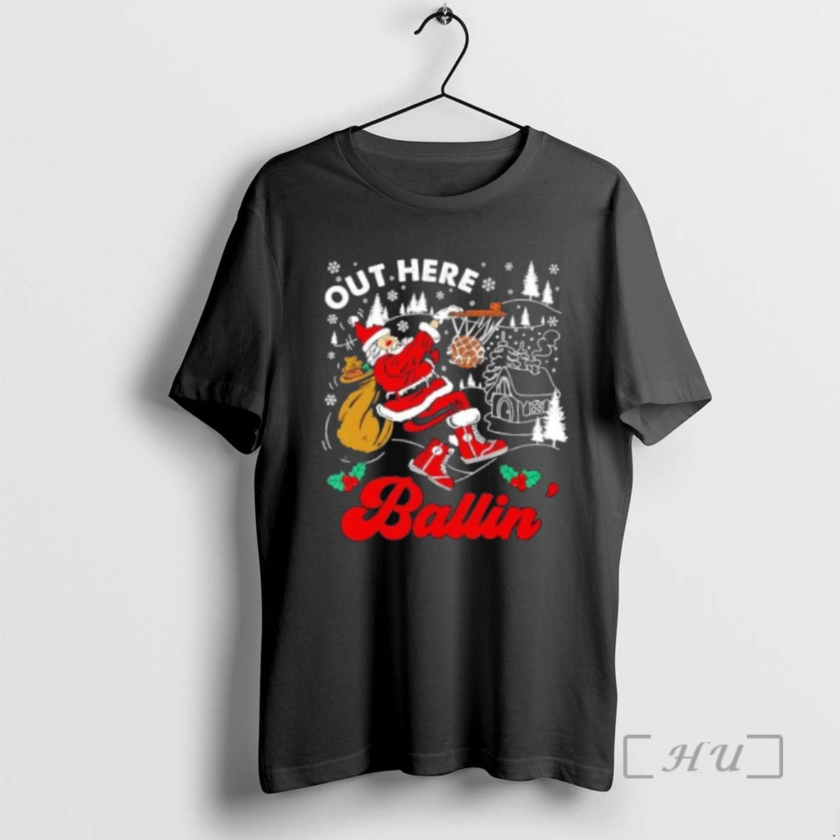 Trending Out Here Ballin Santa Christmas T-Shirts, Hoodie, Sweatshirt | InkNestWear.com