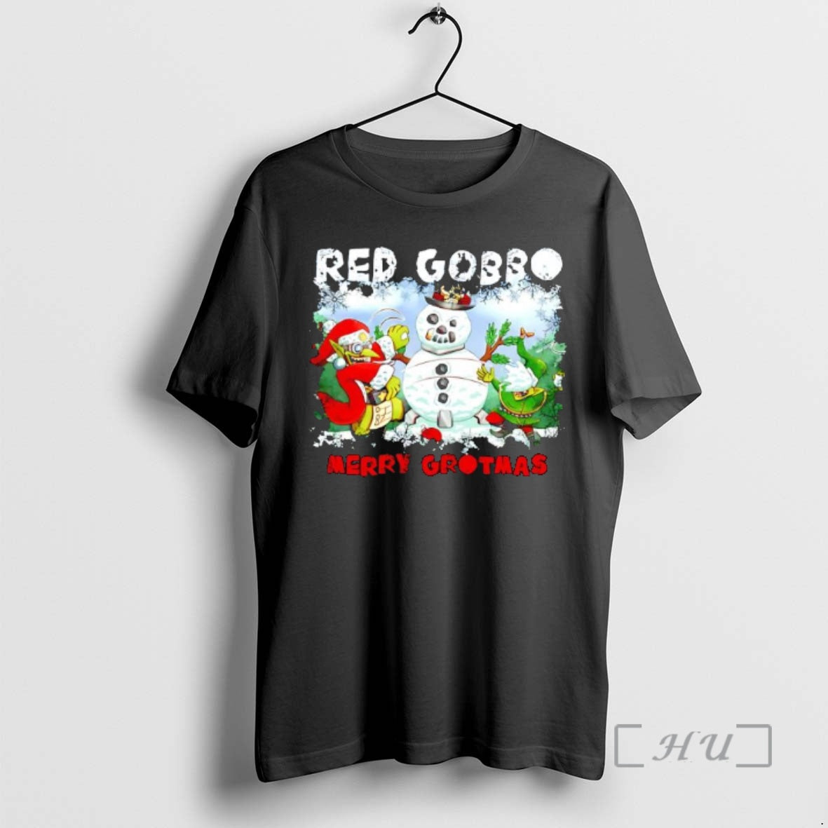 Trending Red Gobbo Merry Grotmas Christmas With Snow T-Shirts, Hoodie, Sweatshirt | InkNestWear.com